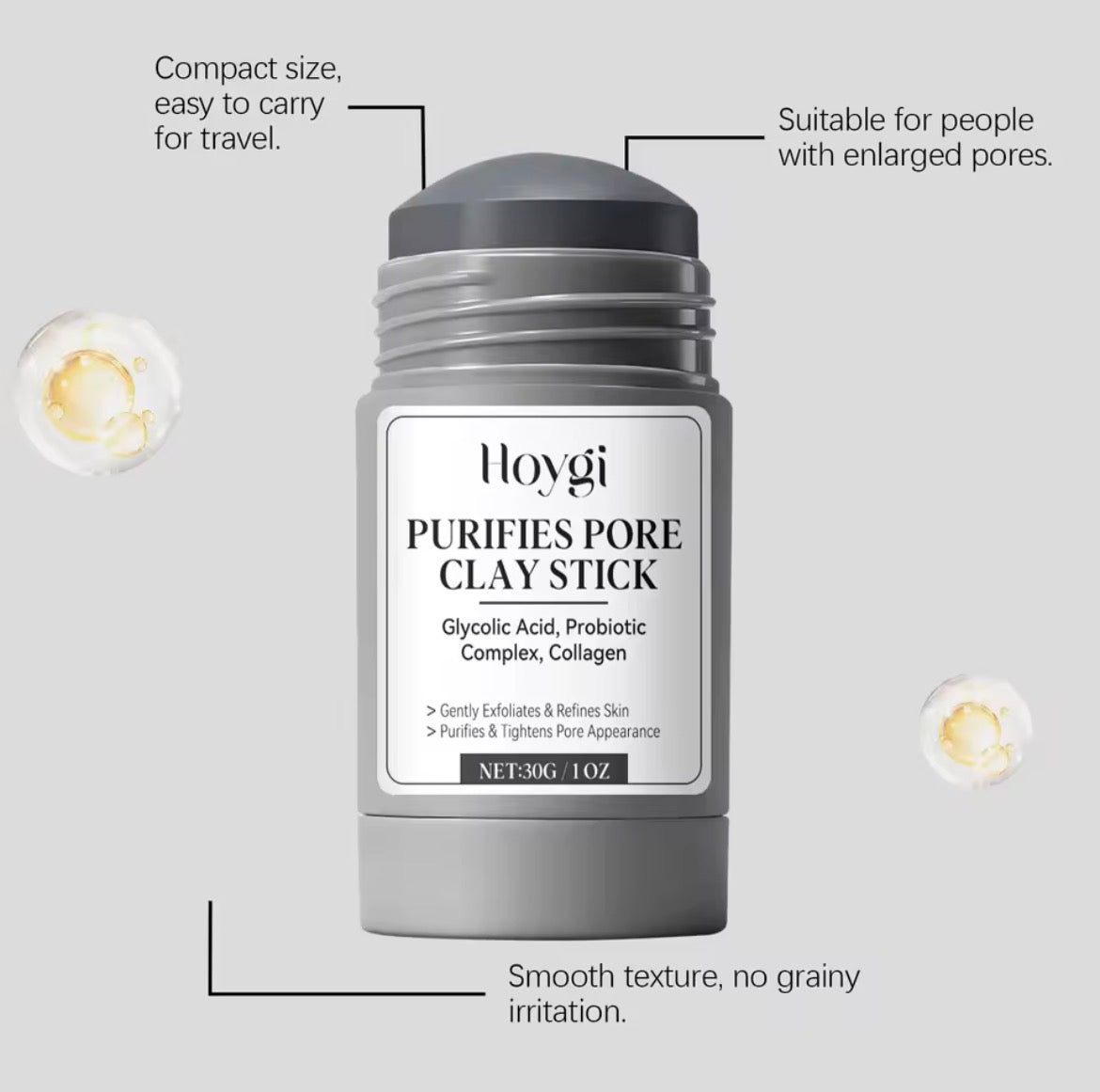 30G Face Clay Mask Gentle Purifing Pores Oil Control Enhance Smoothness Refreshing Hydrating No-tight Facial Clay Mask Stick