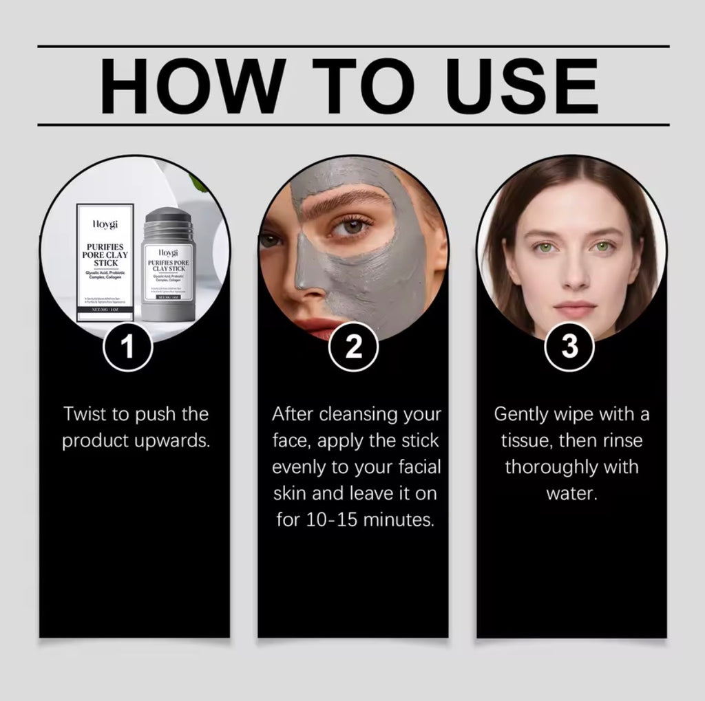 30G Face Clay Mask Gentle Purifing Pores Oil Control Enhance Smoothness Refreshing Hydrating No-tight Facial Clay Mask Stick